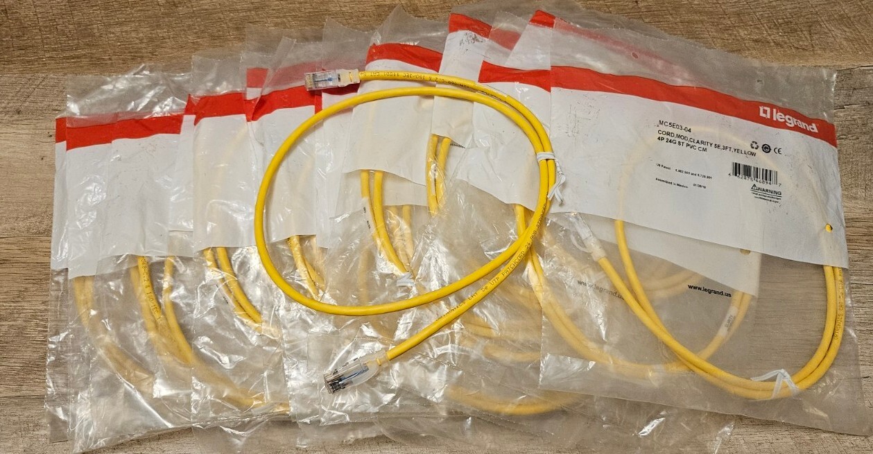 Legrand MC5E03-04 Clarity 5E Cord 3 ft Yellow 16 Qty