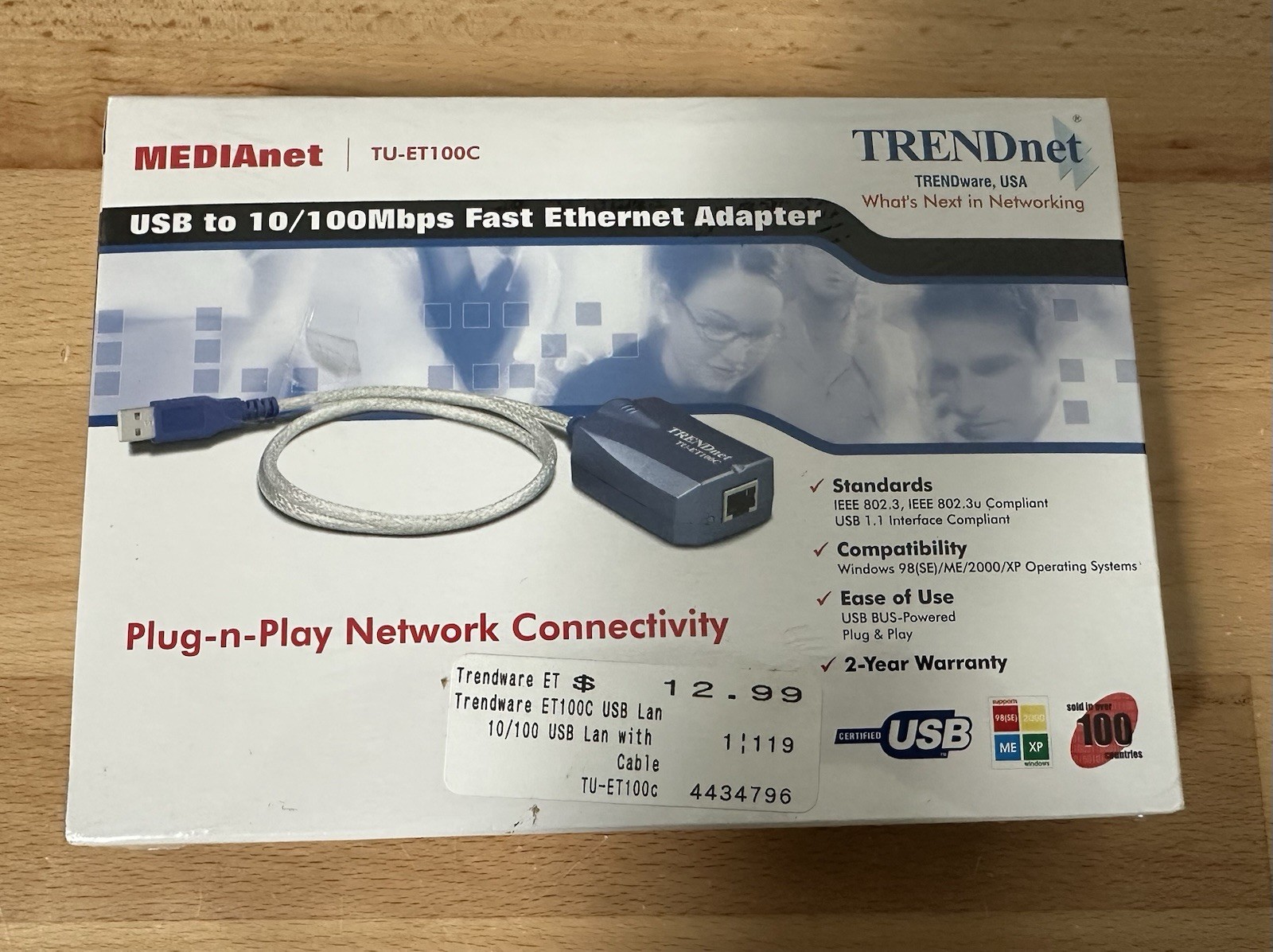 Medianet TRENDnet TU-ET100C Ethernet Adapter USB to RJ-45 New Sealed Box