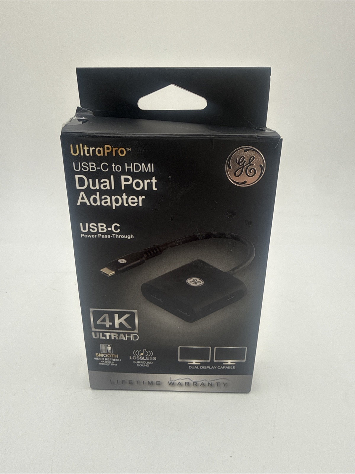 NEW GE ULTRAPRO USB-C to Dual Port HDMI Adapter BLACK 4K UltraHD