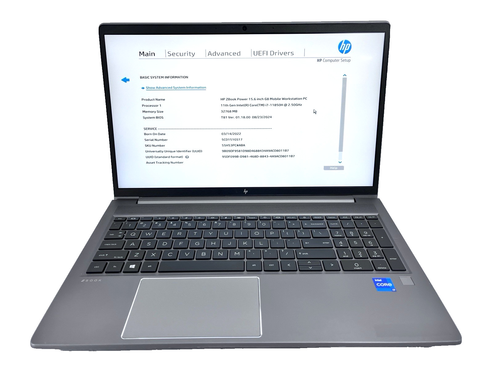 HP ZBook Power G8 15" FHD I7-11850H @ 2.50GHz 32GB 512GB 4GB T1200 *Grade C*