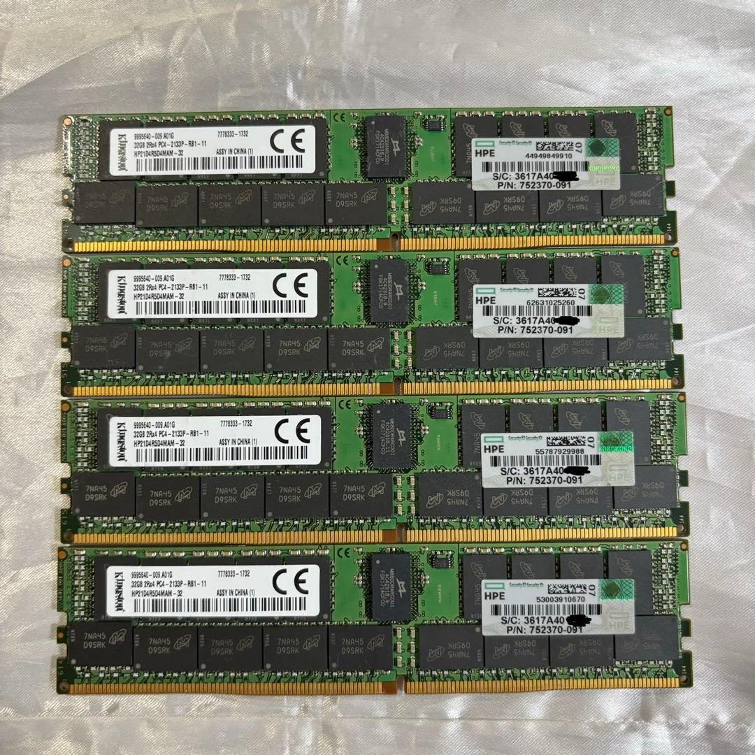 Kingston 128GB (4x32GB) 2Rx4 PC4-2133P Server Memory Modules Untested