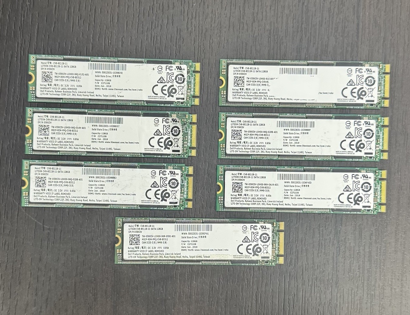 Lite-On CV8-8E128-11 128GB M.2 2280 NVMe Dell SSD - LOT OF 7