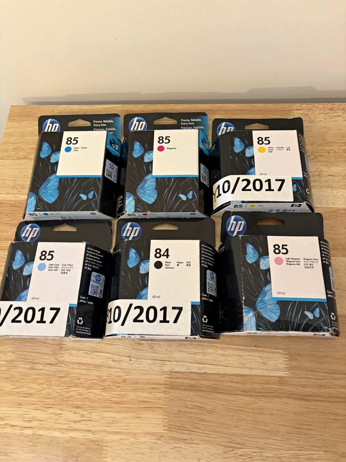 Sealed Genuine HP 84 85 Ink Complete 6 Color Set DesignJet 30 90 130