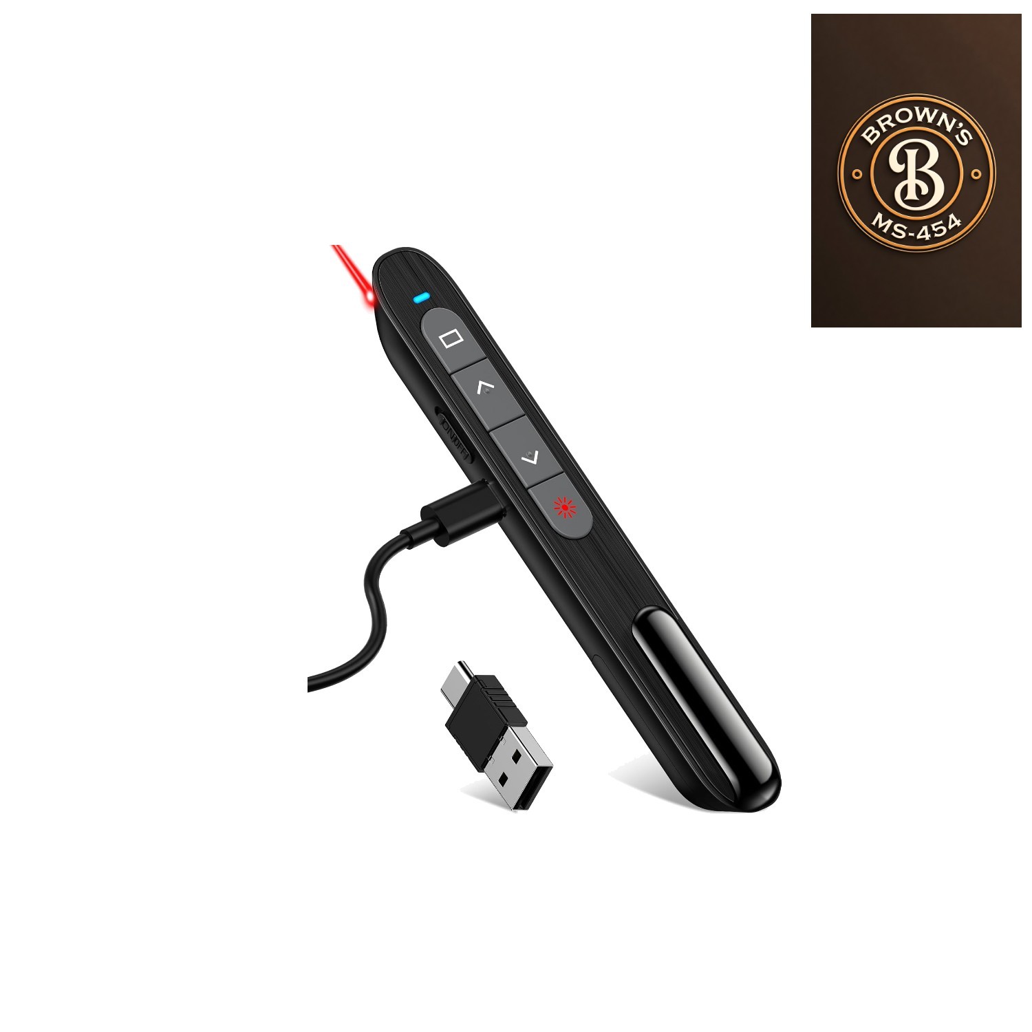 USB C Rechargeable Presentation Remote with Red Light,Wireless Preseter PPT S...