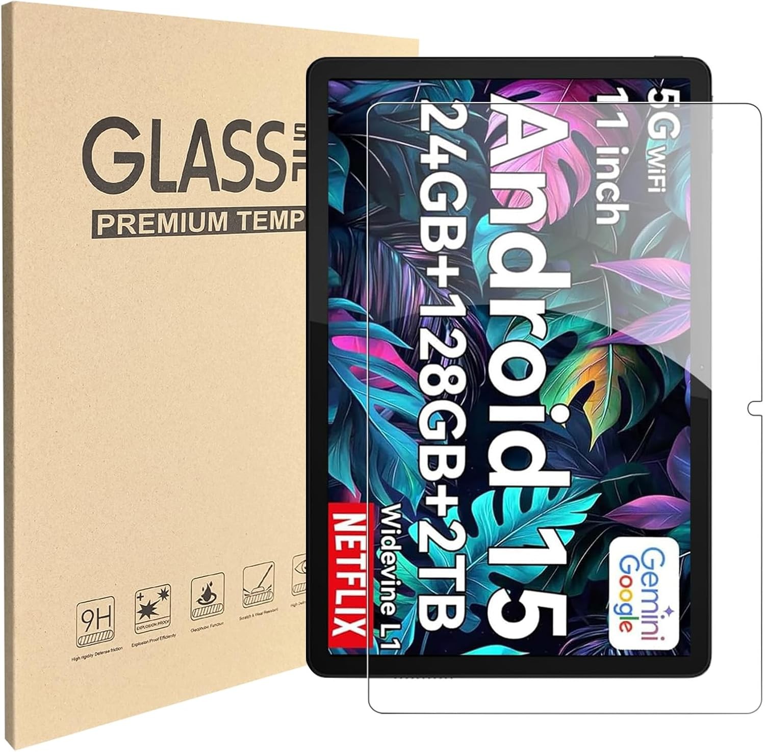 2 Pack Screen Protector for TABWEE T50 / T90 / W90 Tablet, HD Clear 9H Tempered