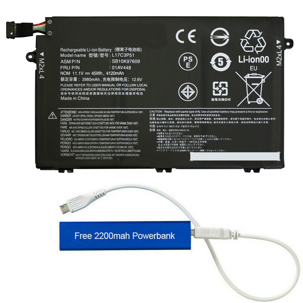 L17C3P51 L17L3P51 REPLACEMENT BATTERY FOR THINKPAD E480 E580 E590 01AV446 45WHR
