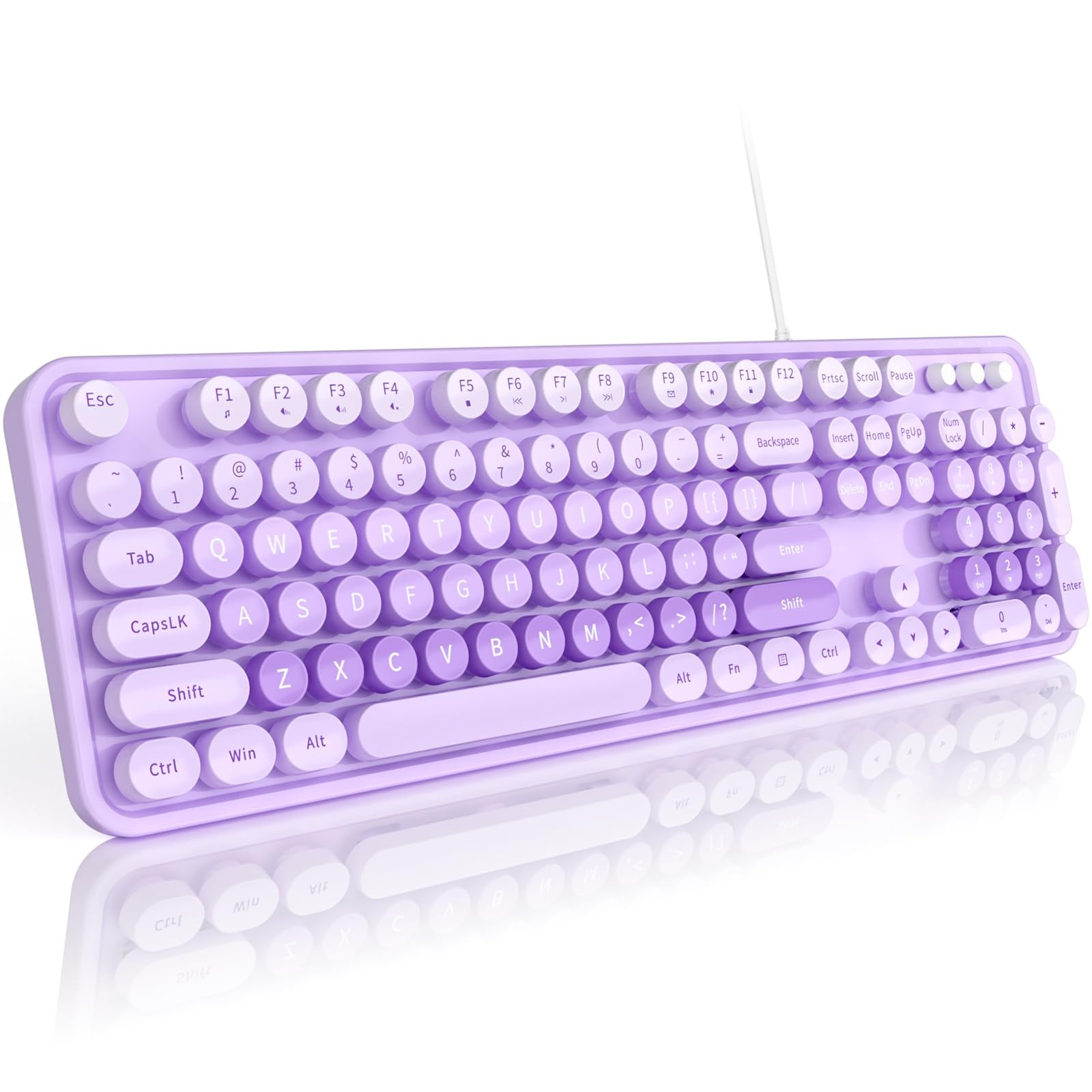 MOFII Keyboard Wired Large Print, Computer Keyboard Plug Play, Colorful Retro