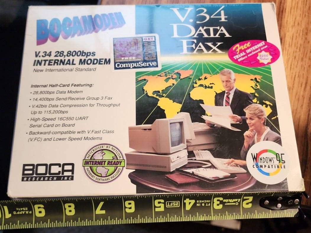 SEALED Vintage Internal Modem BocaModem V.34 28,800bps Data Fax Windows