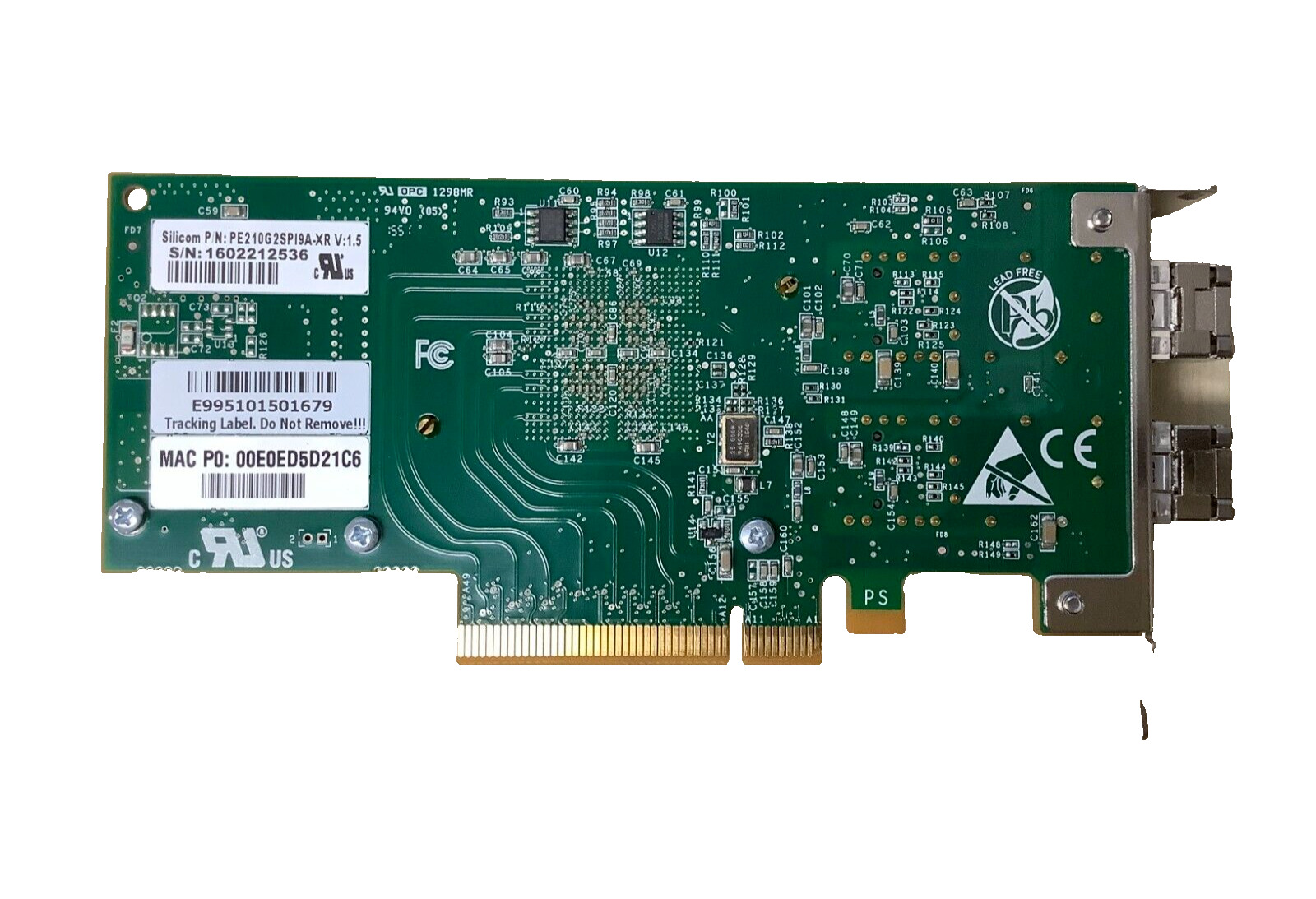 Silicom PE210G2SPI9A-XR 2 Port 10GB PCIe Ethernet Adapter Intel X520 Chipset