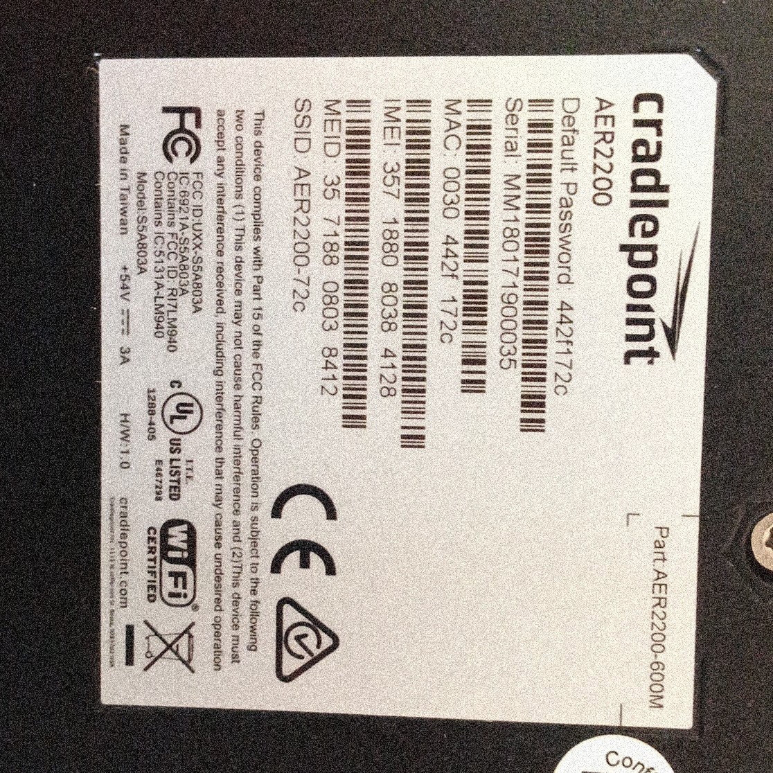 Cradlepoint AER2200 AER2200-600M AER Series Enterprise Router 4 LAN 2 WAN