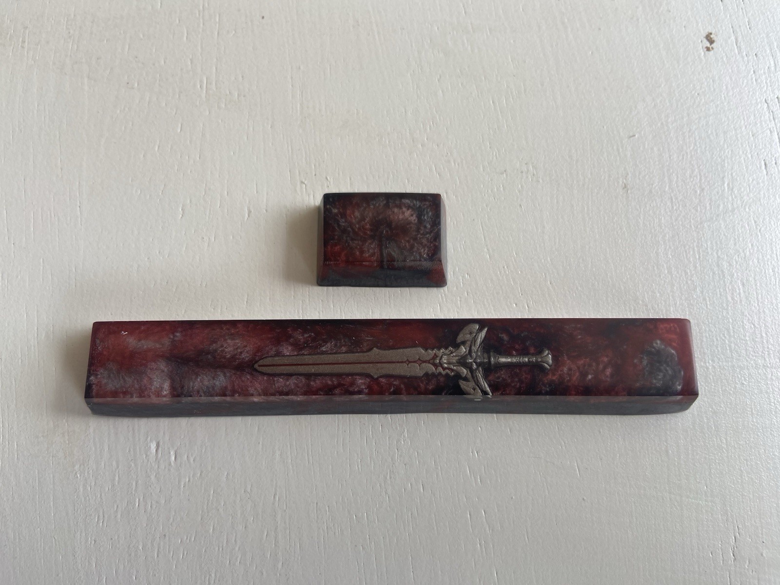 Handmade Custom Red Grey Resin Keycap Sword Spacebar W Extra. B Grade
