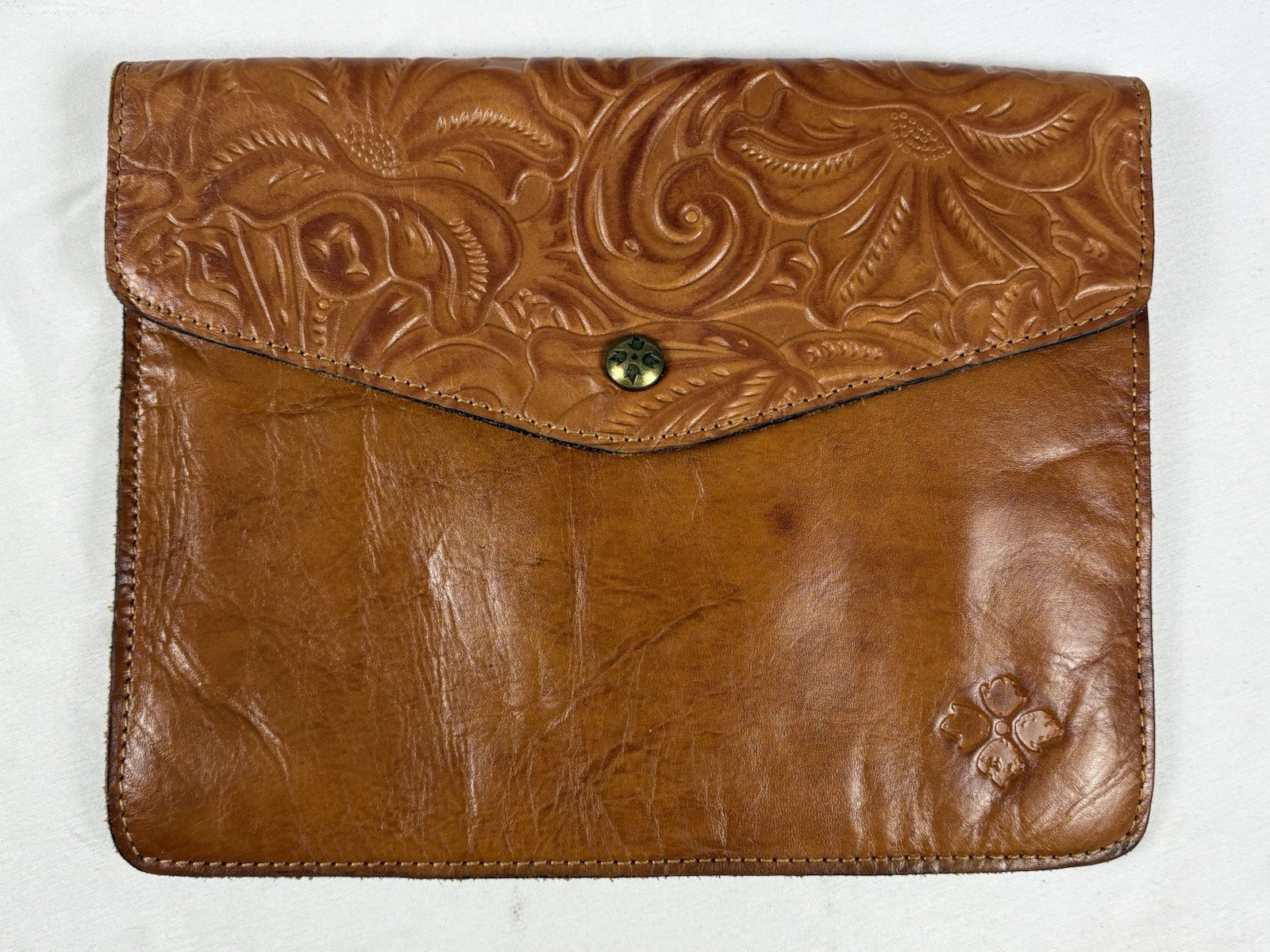Patricia Nash Burnished Tooled Italian Leather Mini Tech iPad Portfolio EUC