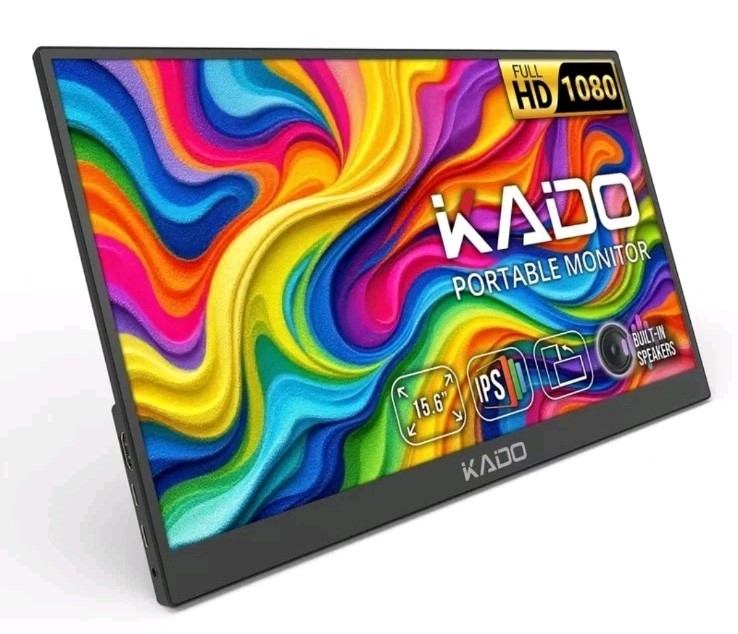Kado Portable Monitor 15.6" IPS FHD 1920x1080 Second Display Extender USB Type-C
