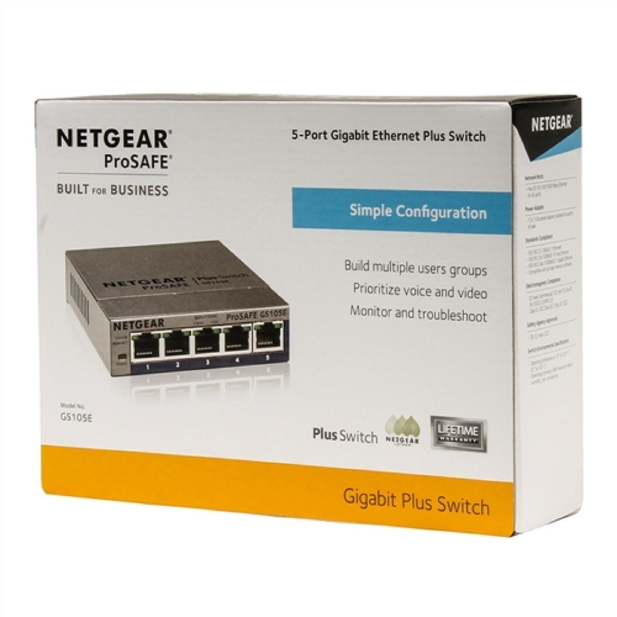 Netgear ProSafe GS105E-200NAS 5 Port Gigabit Plus Managed Ethernet Switch NIB