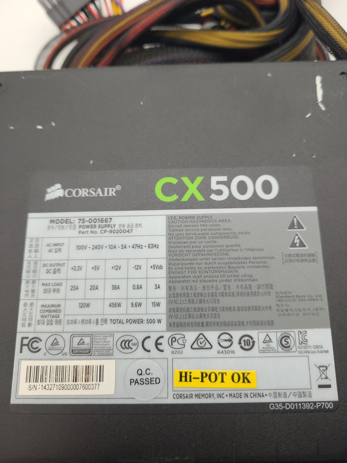 Corsair CX500 500W 80 PLUS Bronze Non-Modular Power Supply