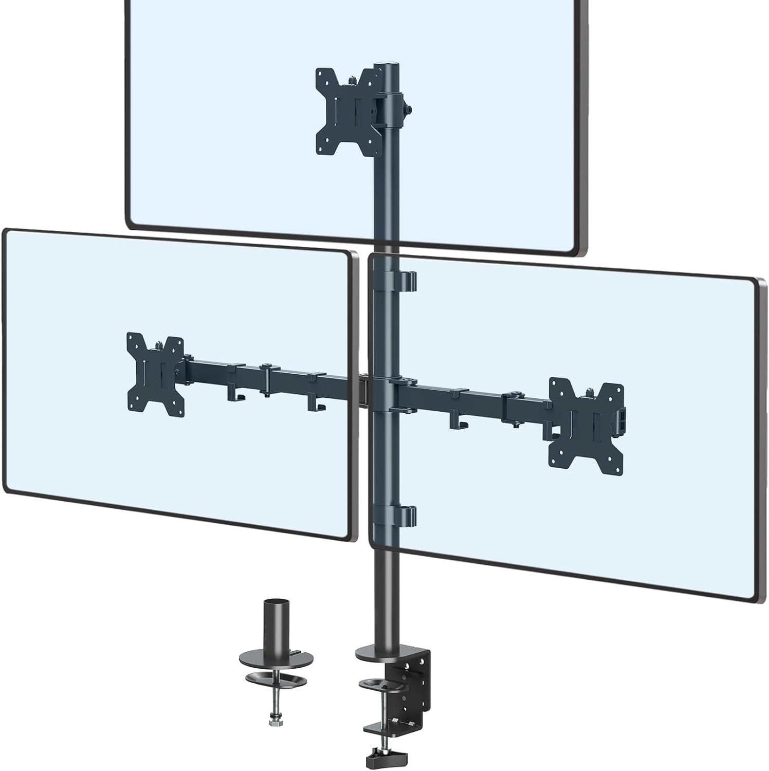 Triple Monitor Stand, Monitor Desk Mount for Three Screens up to 32 Inch, Stacke