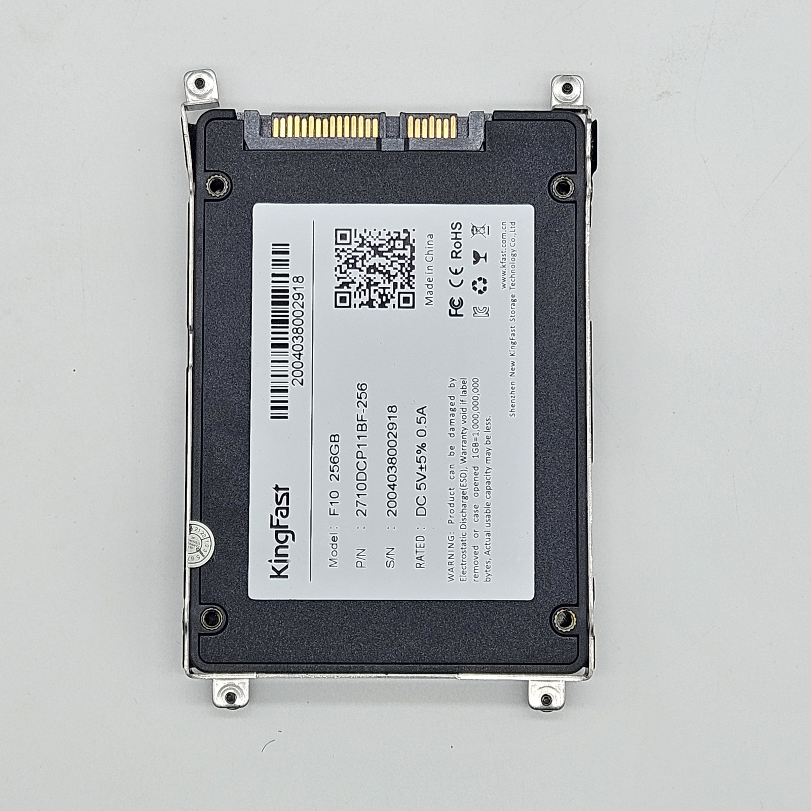 KingFast F10 256GB 2.5" SATA SSD with HP Caddy / Mounting Bracket
