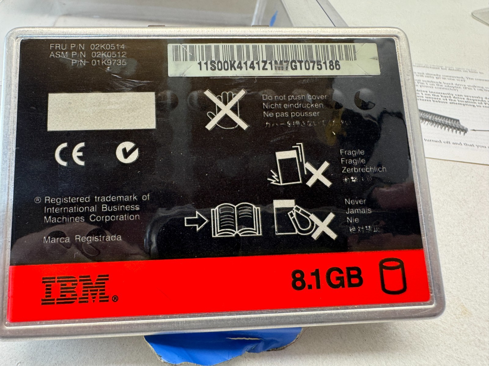 IBM Travelstar 8.1GB 2.5" IDE Laptop Hard Drive 02K0514 Vintage HDD with Caddy