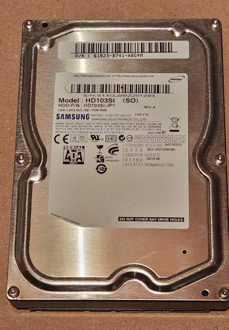 Samsung Spinpoint 1TB 5400RPM 3.5" SATA Desktop Hard Drive HD103SI Erased Tested