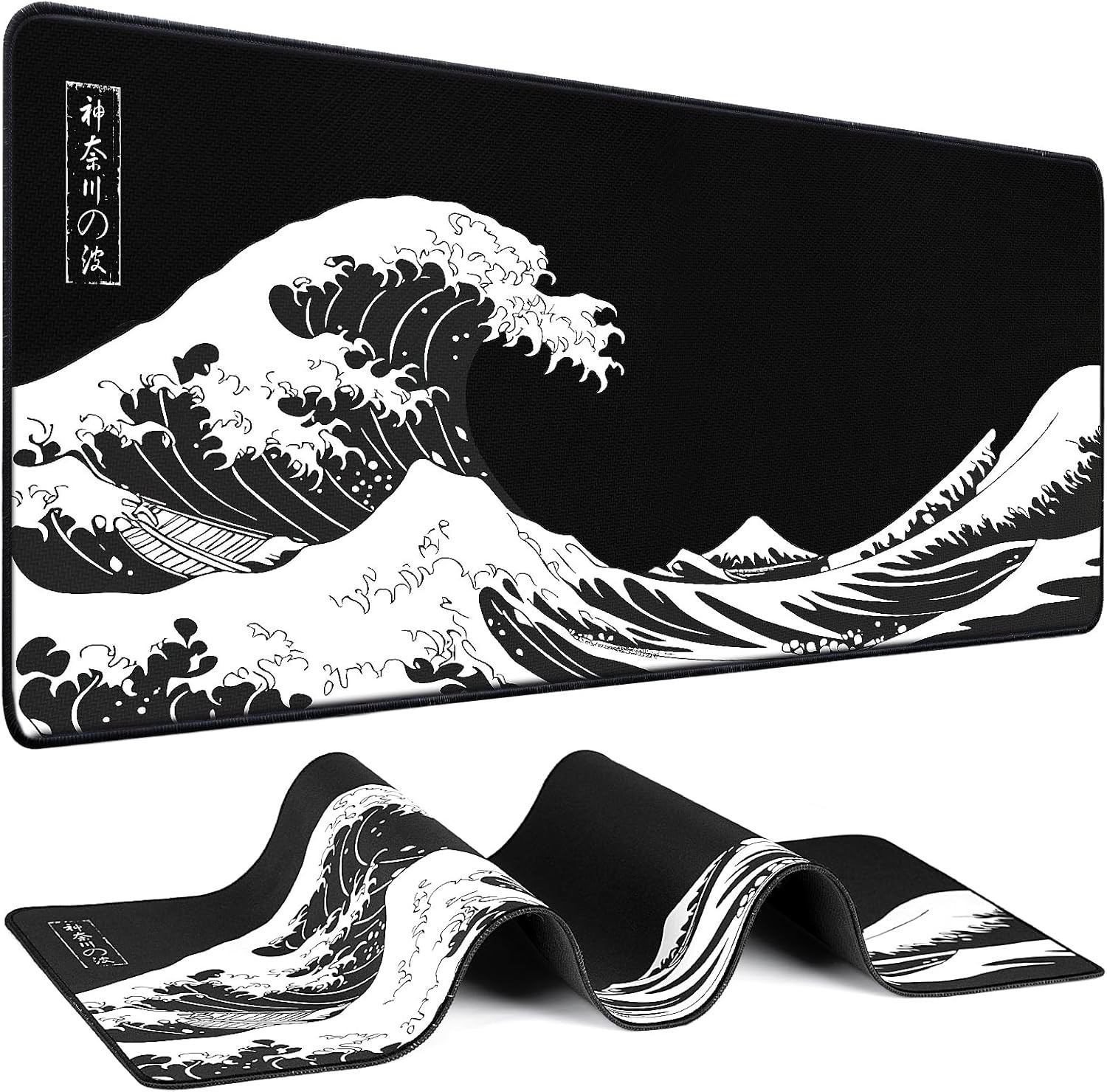 Gaming Mouse Pad Desk Mat 31.5 x 11.8in Kanagawa Japanese Sea Wave