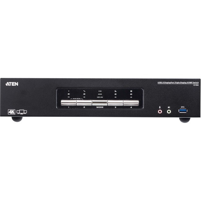 Aten 4-Port USB3.0 4K DisplayPort Triple Display KVMP Switch CS1964