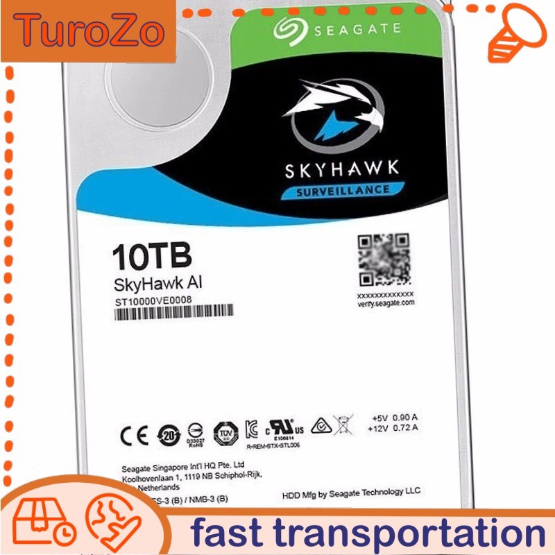 NewSeagate ST10000VE0008 SkyHawk AI 10TB 7200RPM SATA 6Gb 3.5" 256MB Hard Drive