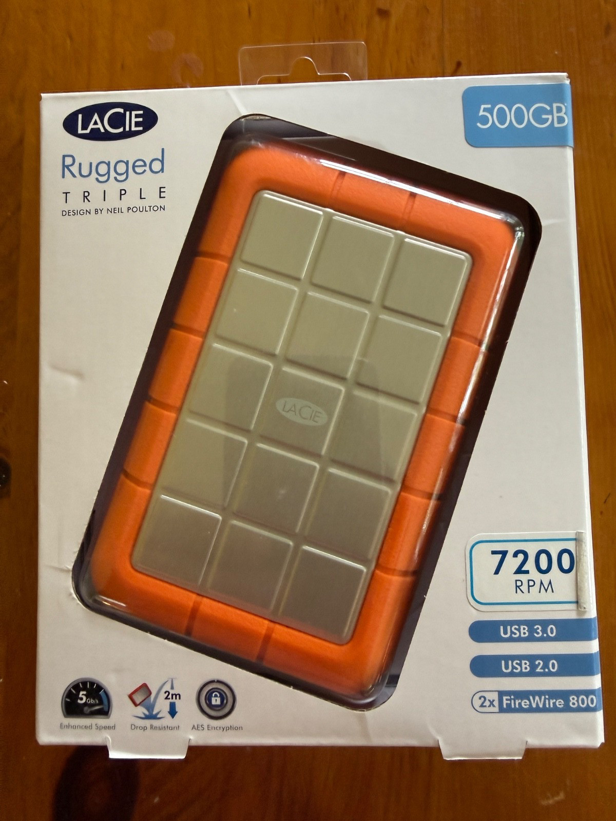 LaCie Rugged Triple 500GB 7200RPM External HDD USB 3.0 FireWire 800 RUF WU3B 13h