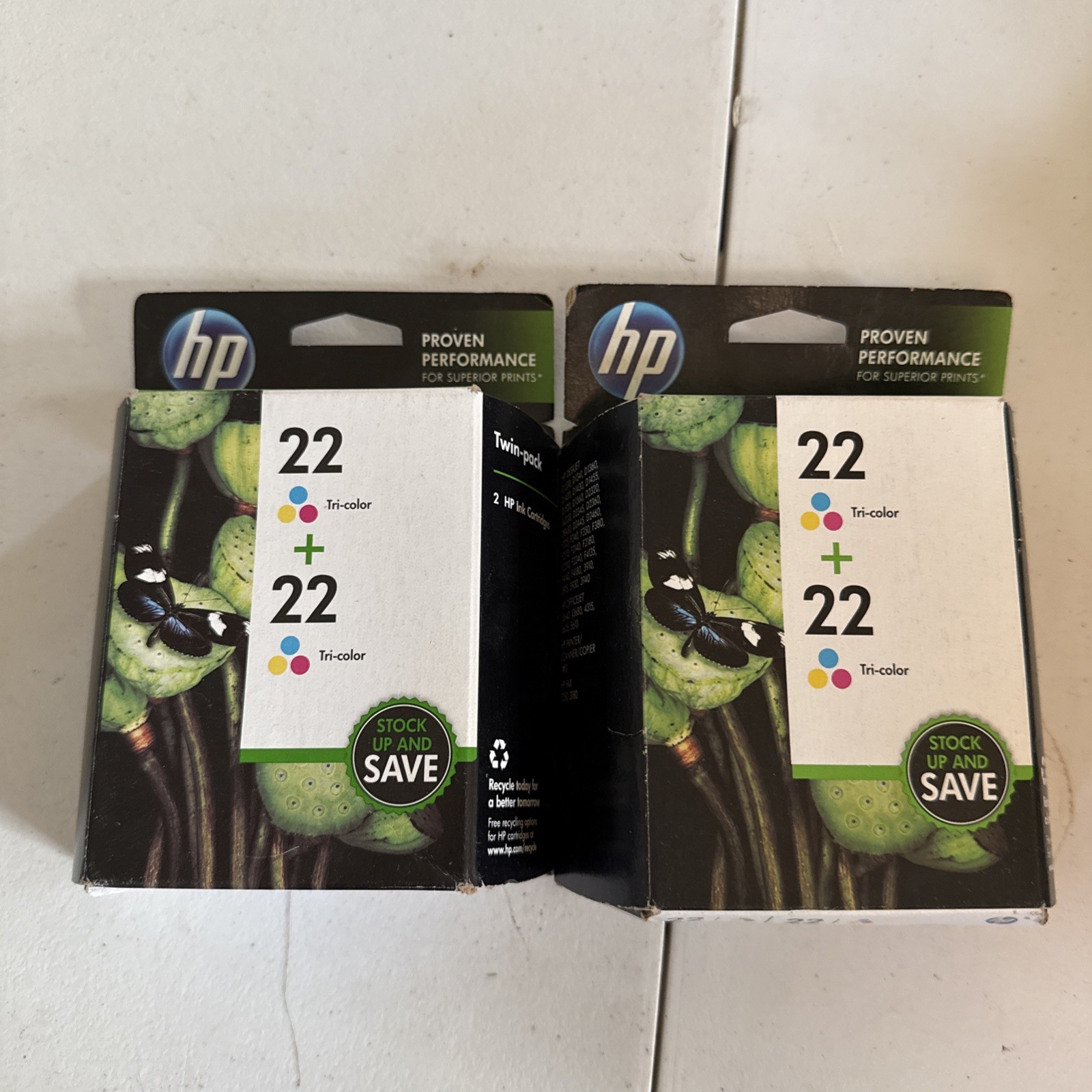 HP 22 Tri-Color Ink Twin Pack CC580FN Exp 2015 Genuine Sealed Box Lot Of 2