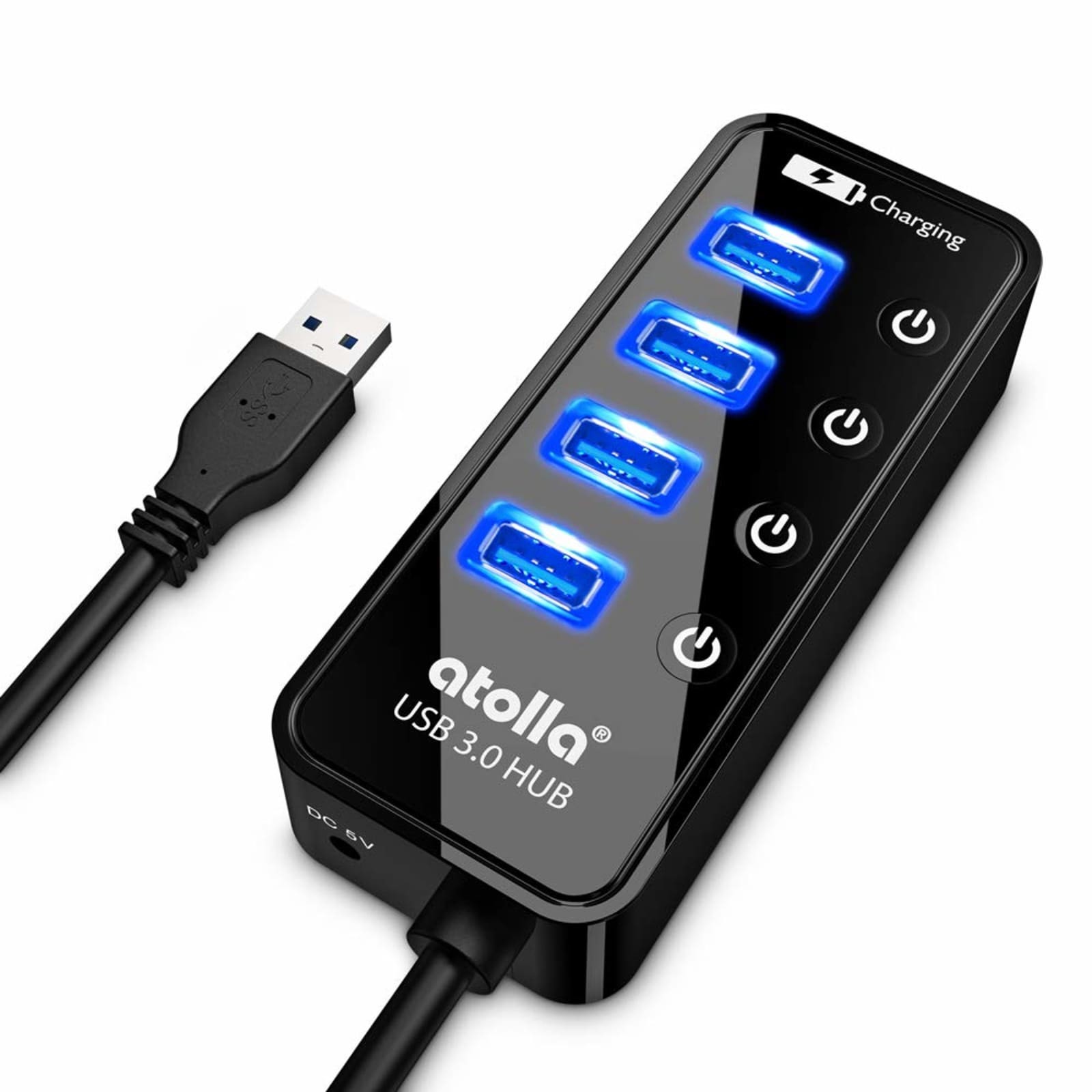 atolla 4-Port USB 3.0 Hub CH-204U3 5Gbps Switches USB Charging Port 2ft Cable