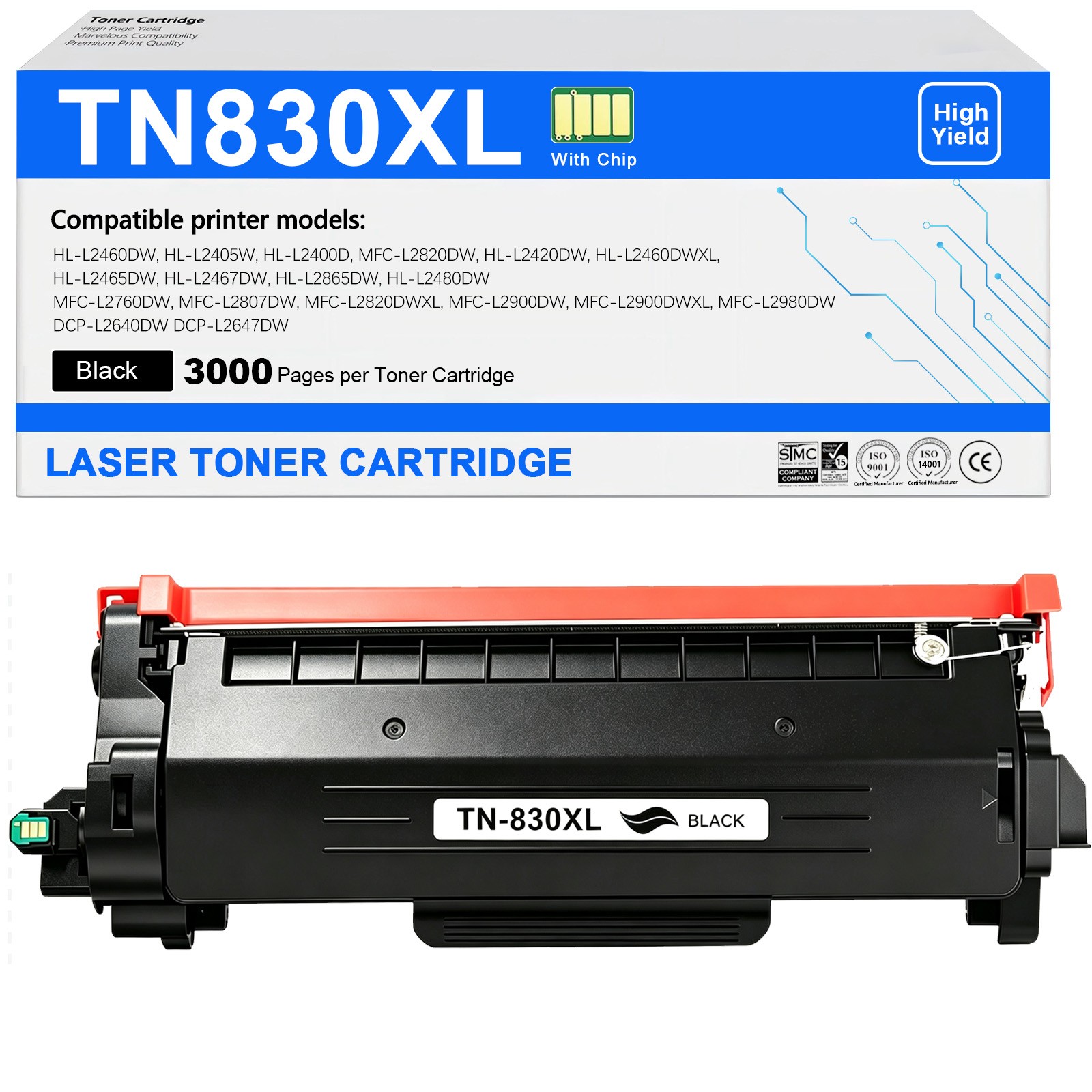 XXL Toner TN830XL for Brother TN830 XL Toner DCP-L2640DW HL-L2460DW MFC-L2820DW