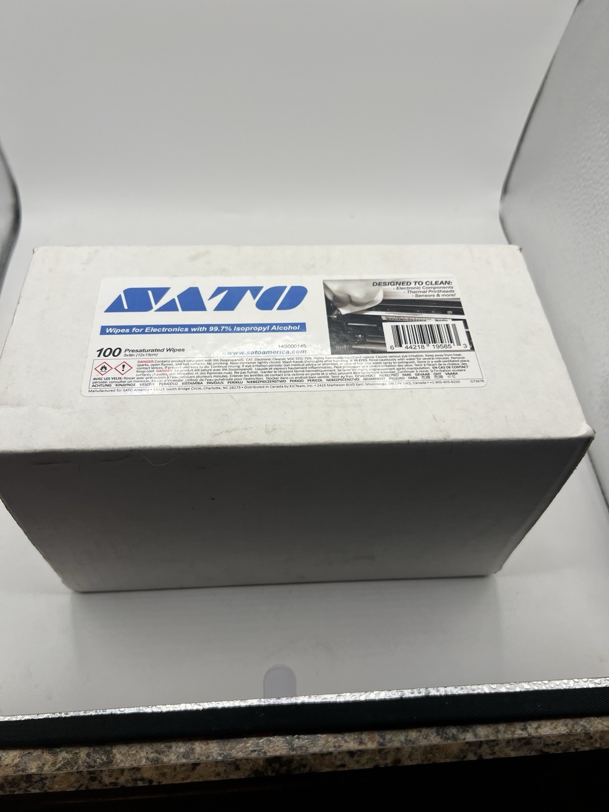 Sato 14S000145 E-Z WIPE CLEANING PADS FOR THERMAL PRINTERS (100 PER BOX)