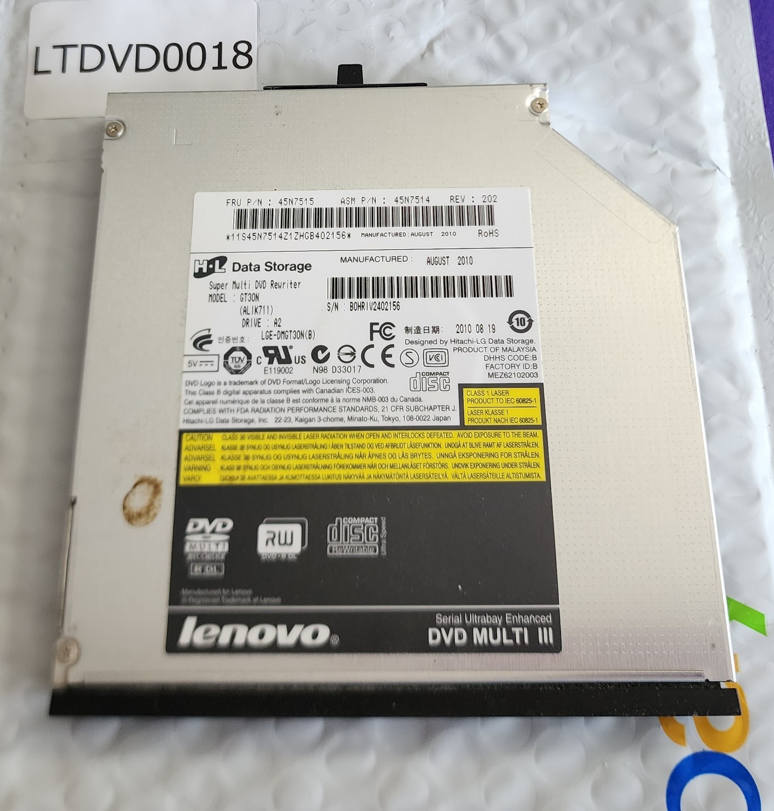 LTDVD0018 - Genuine Hitachi-LG Super Multi DVD Rewriter GT30N (ALIK711)