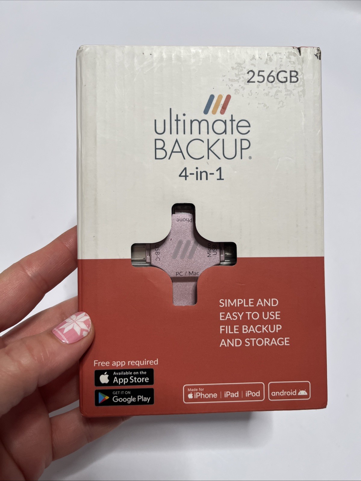 NIB ULTIMATE Backup 256GB 4 In 1 Made for iPhone iPad IPod Android Pink Color