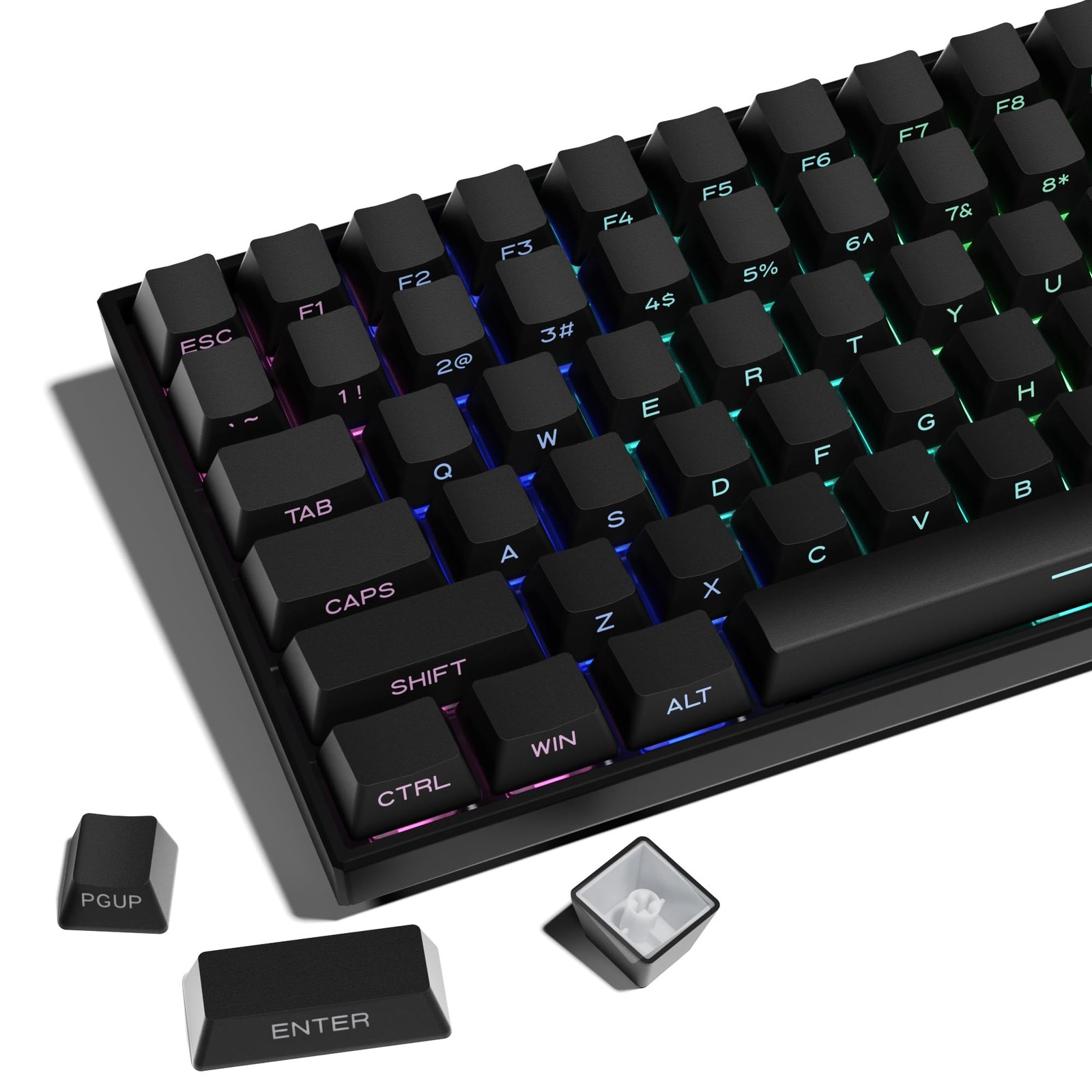 XVX PBT Keycaps Side Print Shine Through Black OEM 136 Keys Fits 60/65/75/100