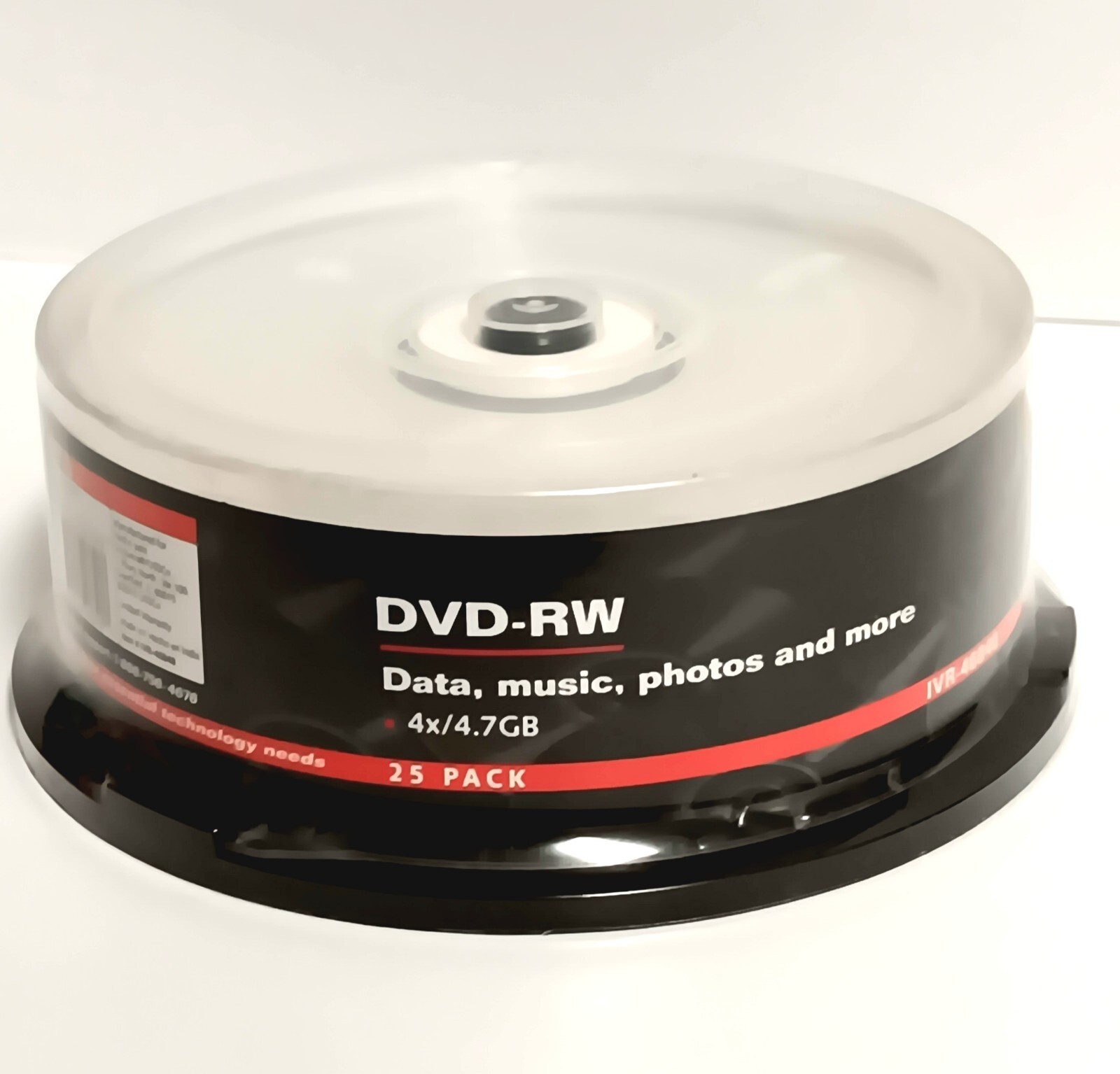Innovera DVD-RW Discs 4.7GB/4x. 25 Pack IVR-46848 Data Music Photos Movies
