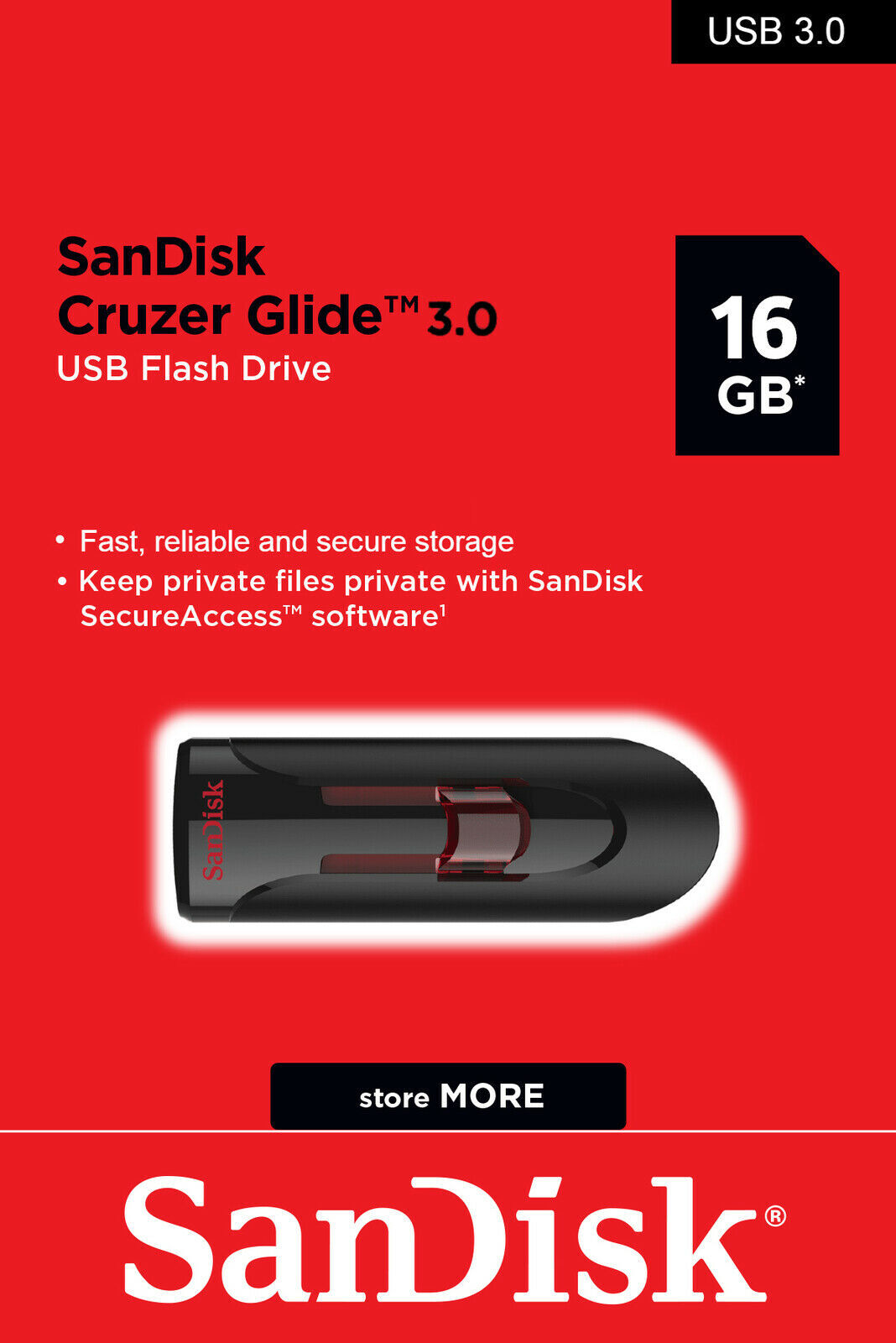 SanDisk Cruzer Glide 16GB 32GB 64GB 128GB 256GB Flash Drive Memory Stick 3.0 Lot