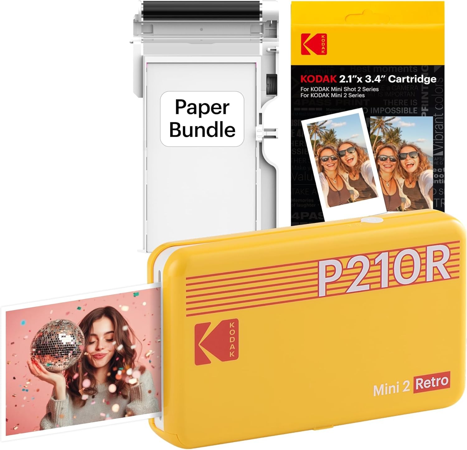 KODAK Mini 2 Retro P210R Portable Photo Printer – Bluetooth  2.1x3.4" Photos New