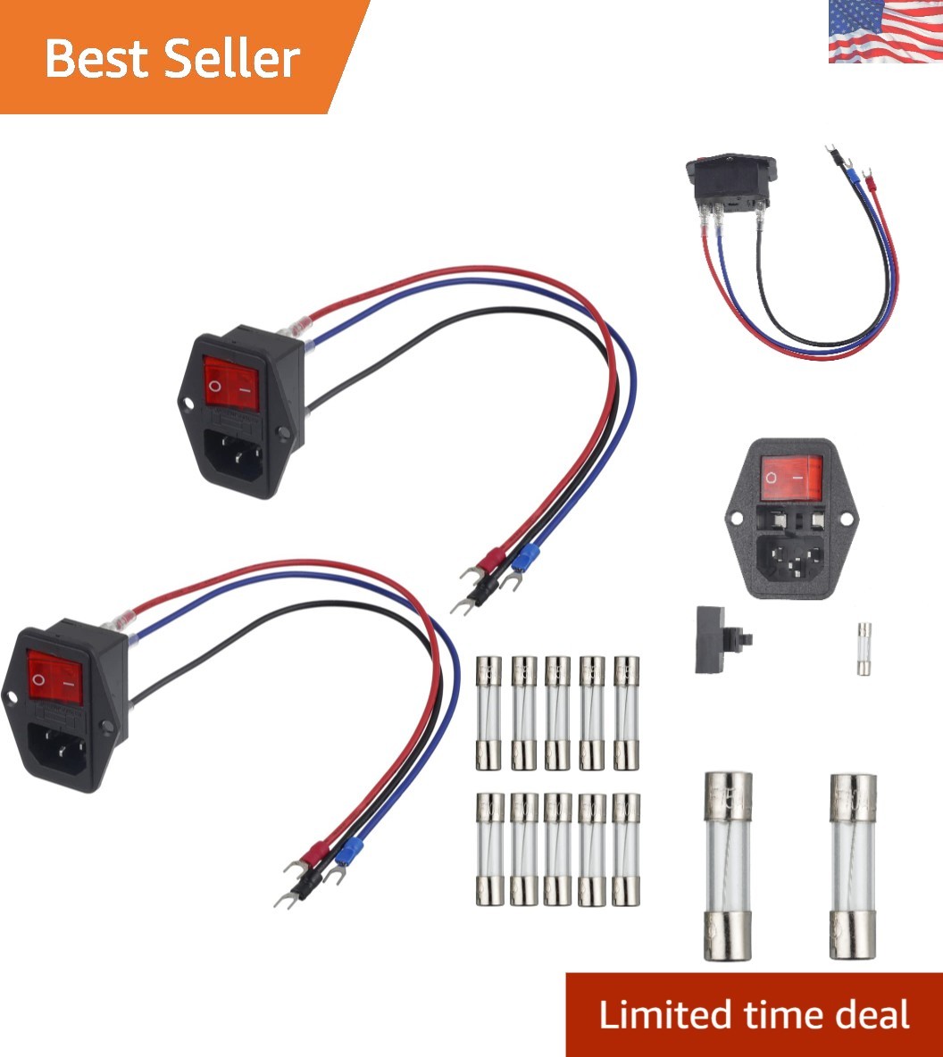Versatile 3-PIN Power Plug with 10A/15A Fuses for Home Appliances & 3D Printers