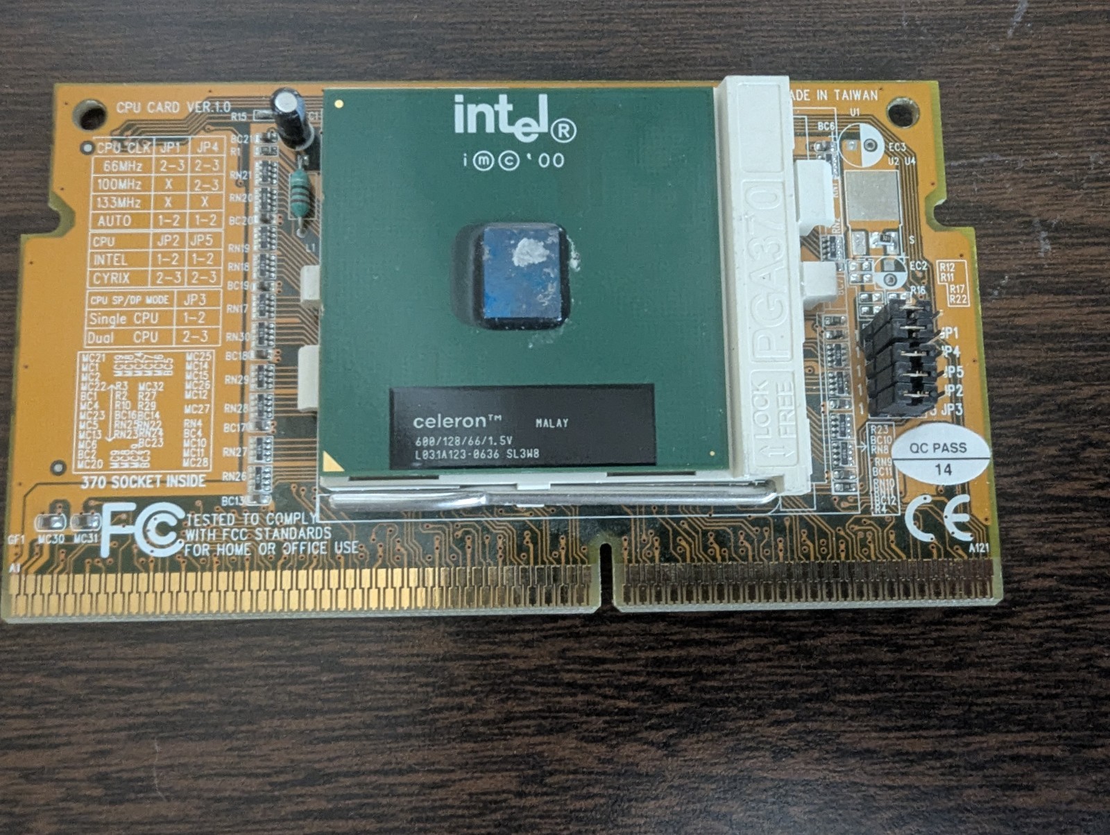Vintage Socket 370 Intel Celeron CPU With Slotket Card Slot 1