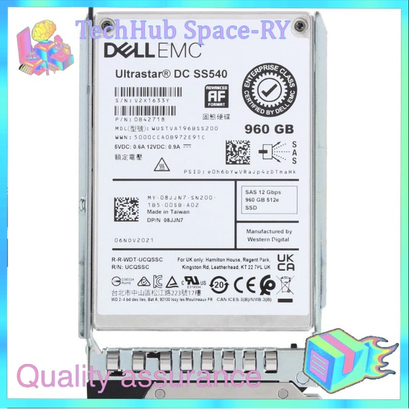8JJN7 08JJN7 Dell EMC 960GB 12Gbps SAS RI TLC 2.5'' SSD 14/15/16G KIT New
