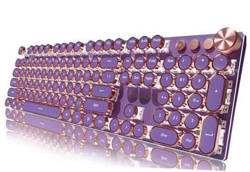 EWEADN Typewriter Style Mechanical Gaming Keyboard, Wired Mechanical Purple