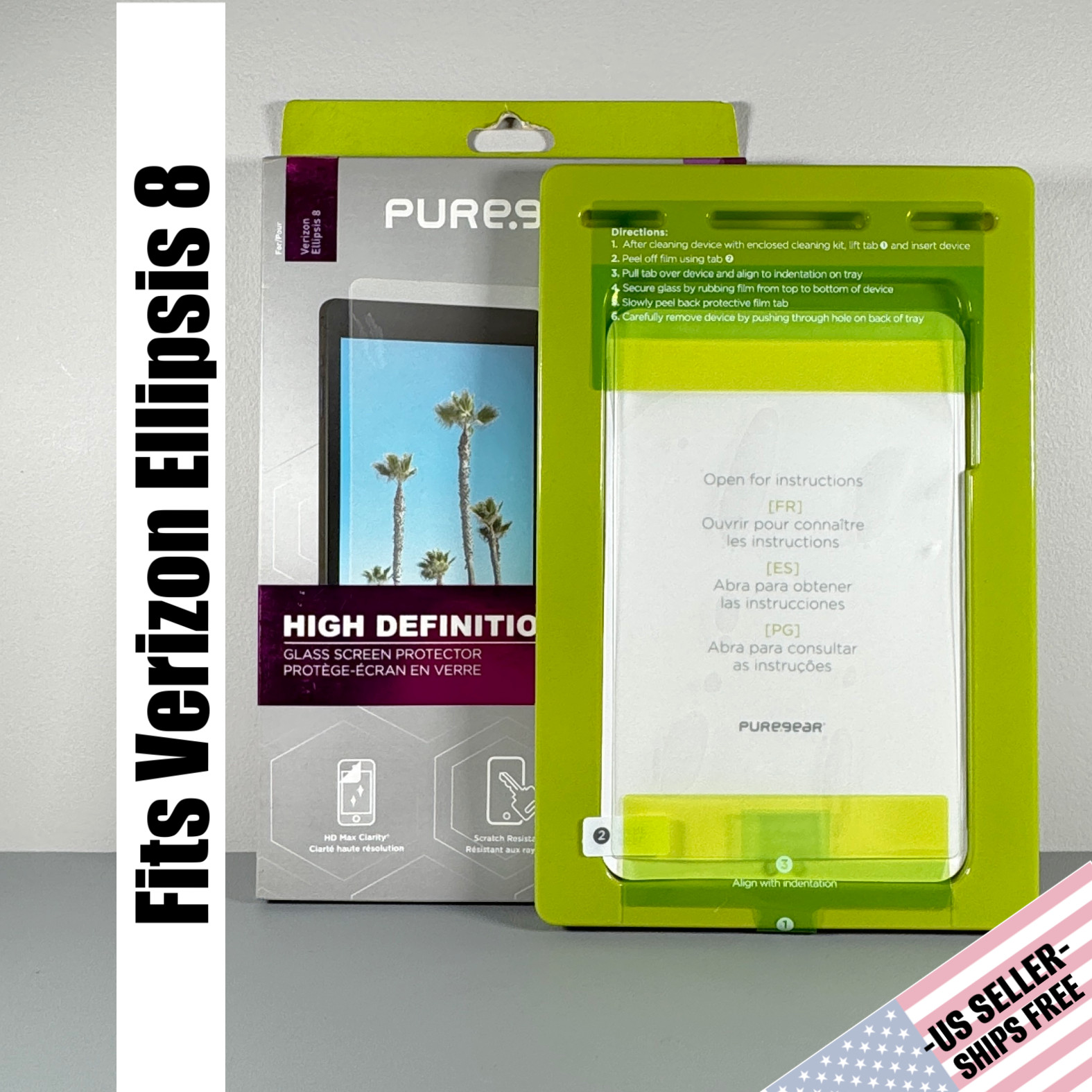 Pure Gear Screen Protector for Verizon Ellipsis 8 | HD Clear | Alignment Tray