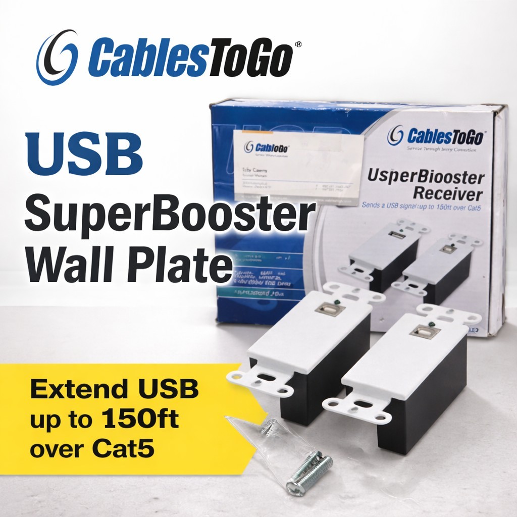 Cables To Go USB SuperBooster Wall Plate Kit Cat5 Extender 150ft Model 29342