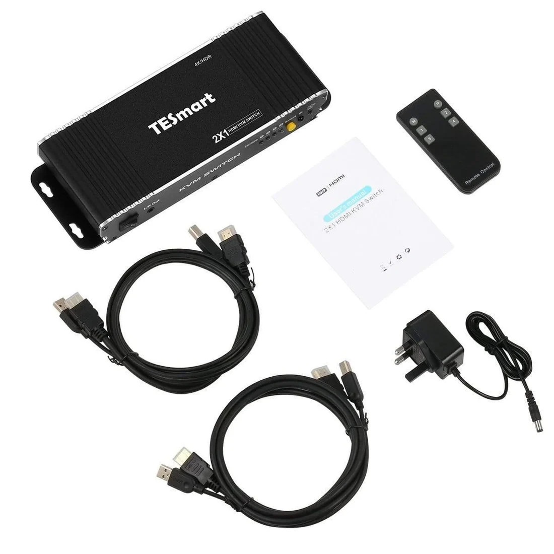 TESmart HDMI KVM Switch 2 in 1 Out 4K@60Hz with USB Port for Windows and Mac OS
