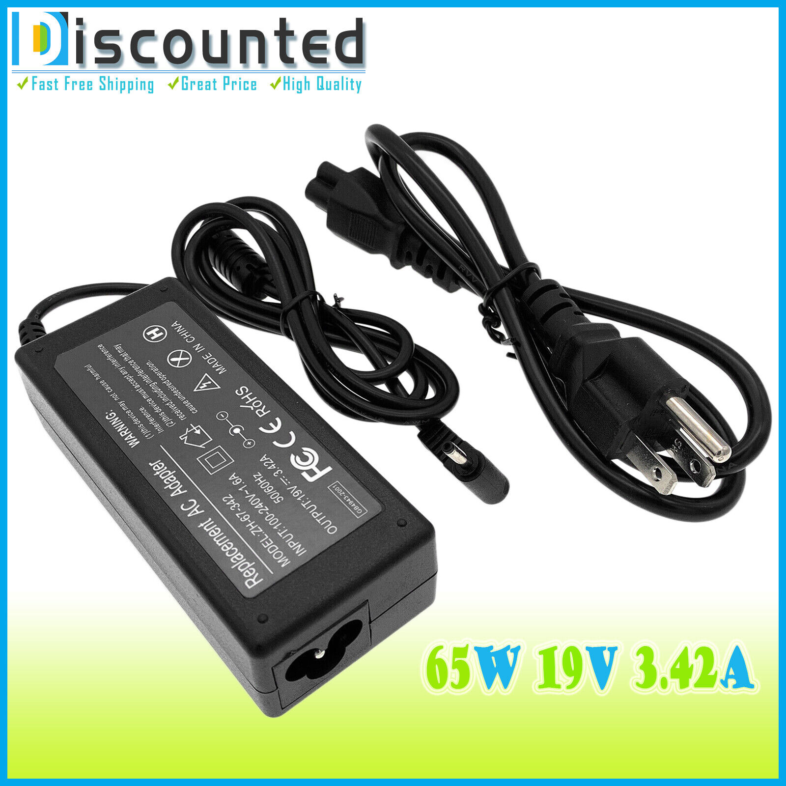 Lite-On 19V 3.42A 65W PA-1650-80 AC Adapter Power Supply Charger for Chromebook