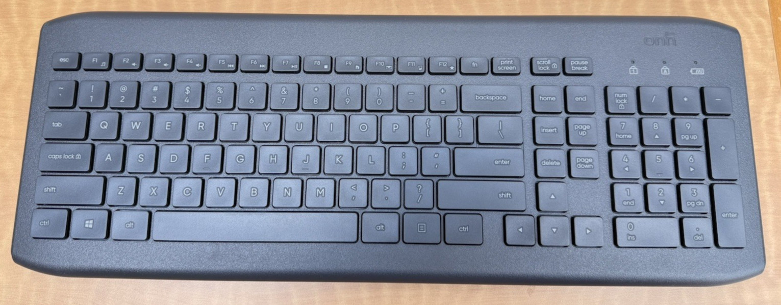 Onn Wireless Keyboard Mouse Combo Dual Receiver Black Tested NEW Open Box
