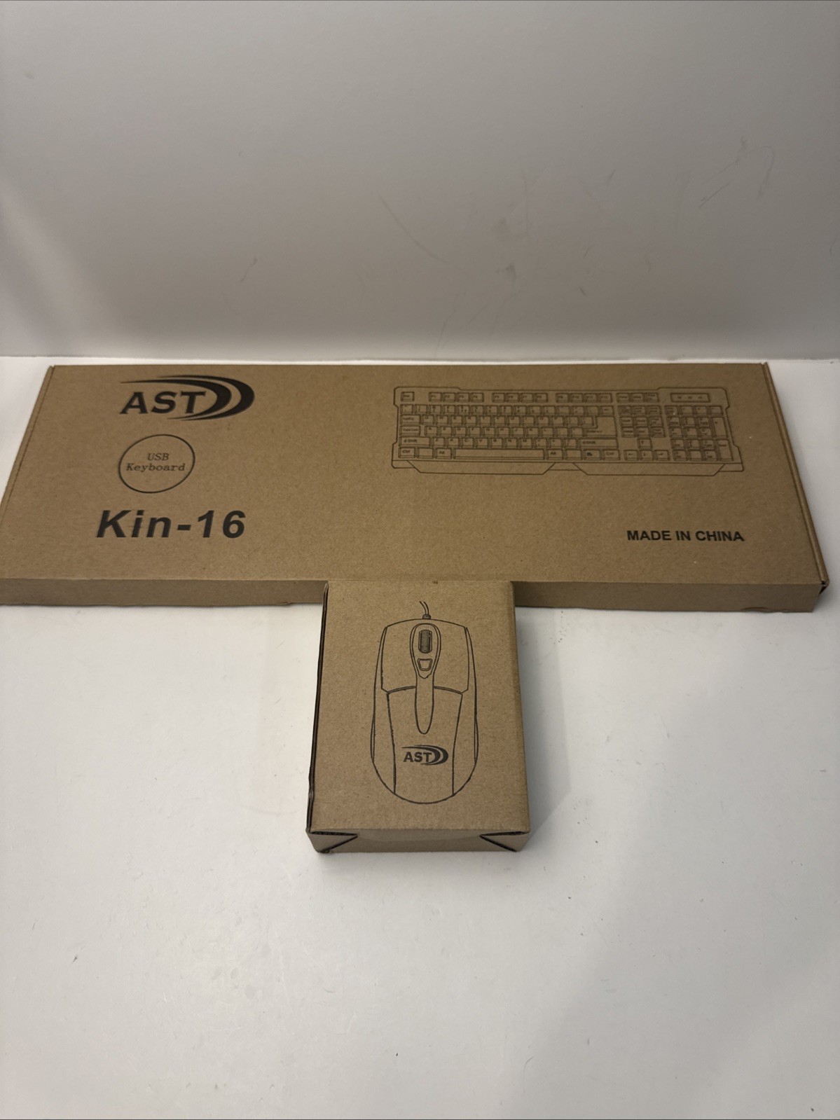 NEW/OPEN BOX AST Wired USB Keyboard and mouse Kin-16 NIB