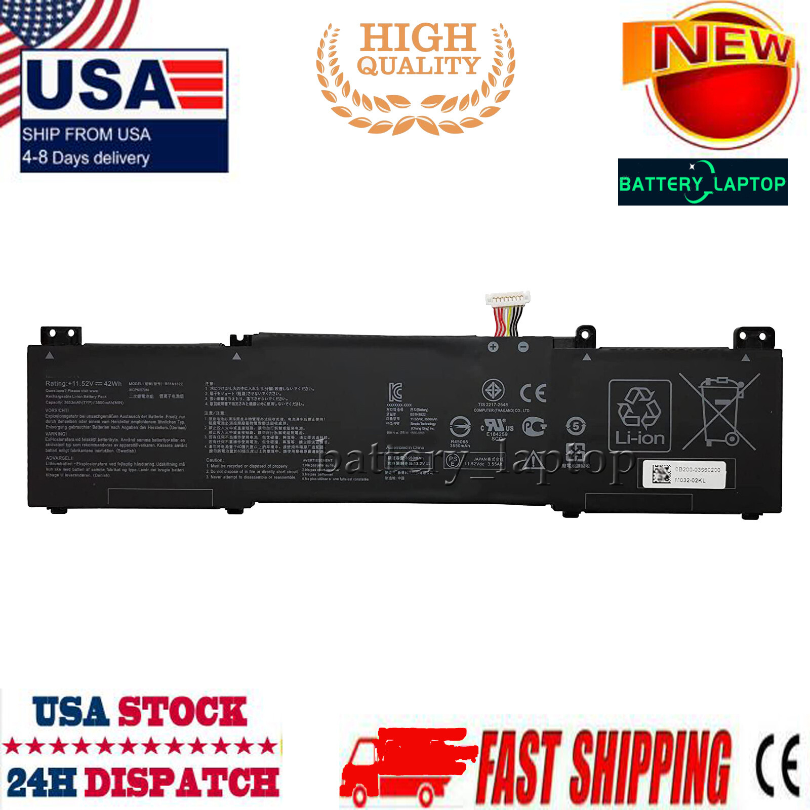 New For Asus Q406D Series Battery 42Wh 11.52V B31N1822 0B200-03220000M B3IN1822