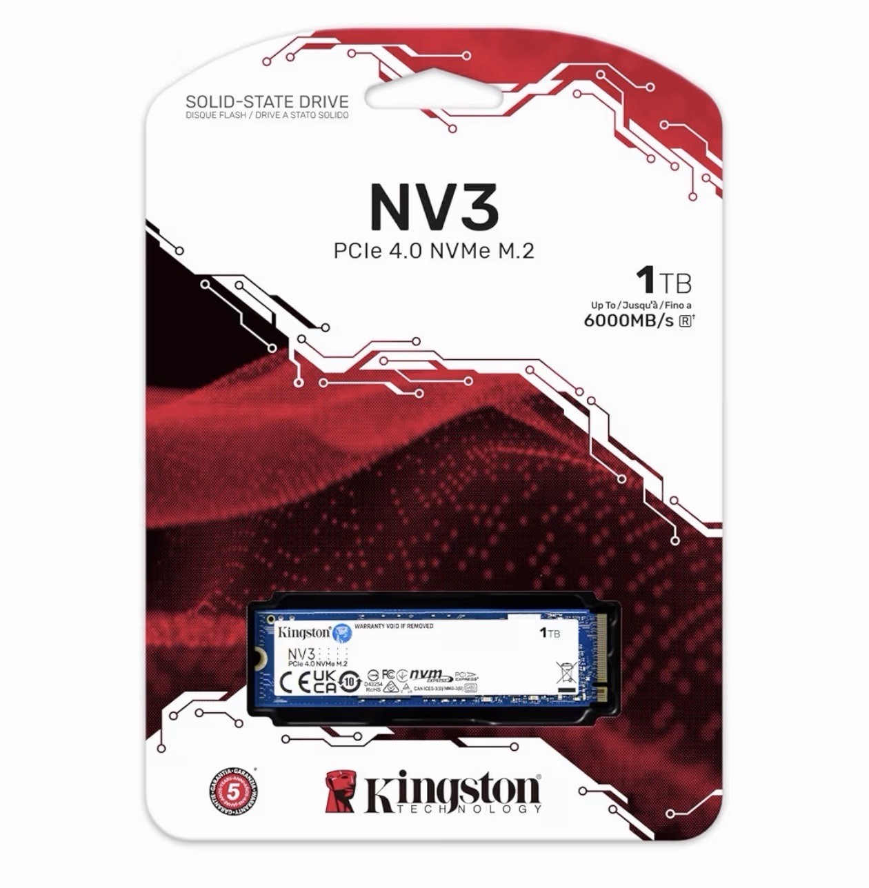 Kingston NV3 1TB PCIe 4.0 NVMe M.2 Internal SSD 6000MB/s Read