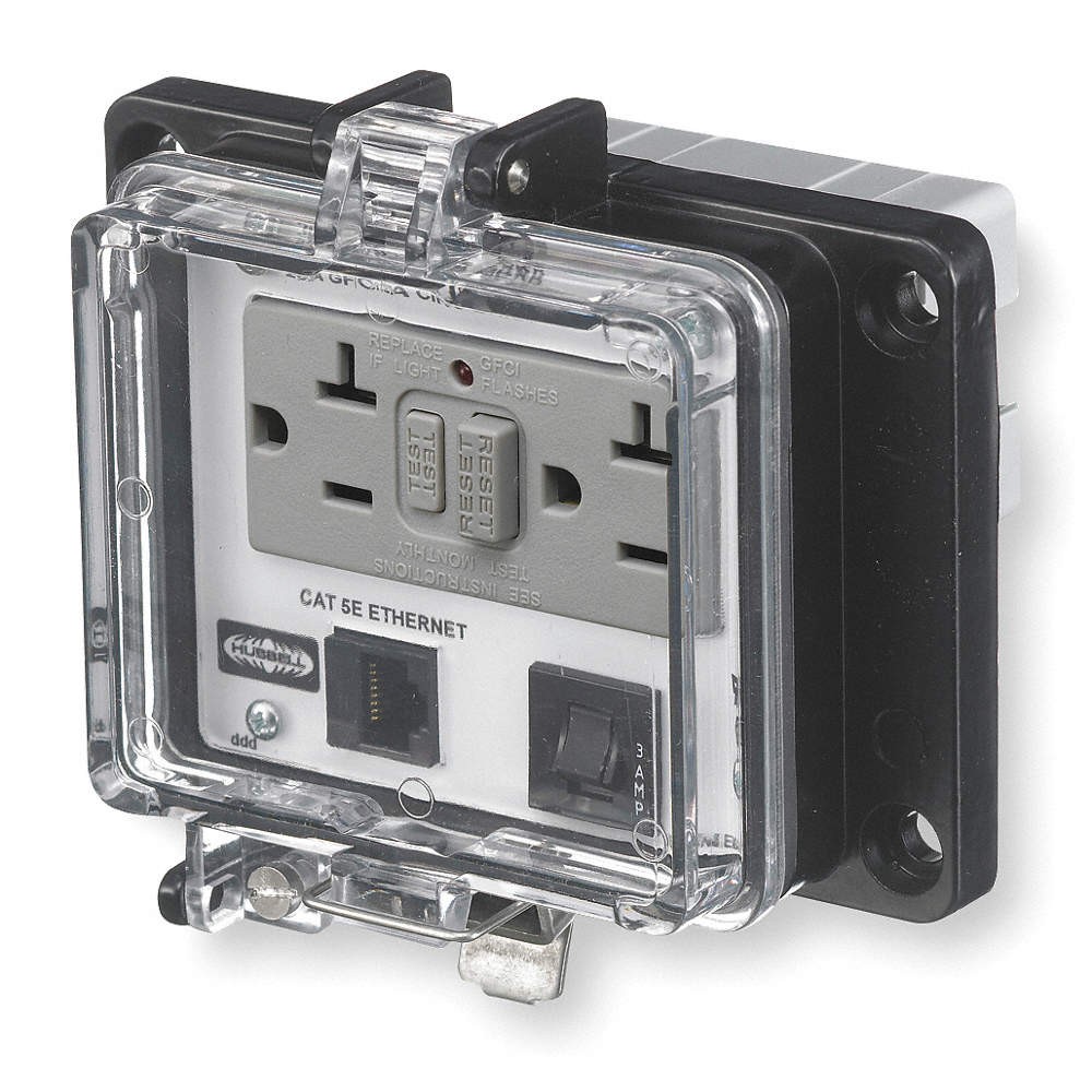 HUBBELL WIRING DEVICE-KELLEMS PR4X205EB Access Port,Power And Data,NEMA 4X 1CXG8